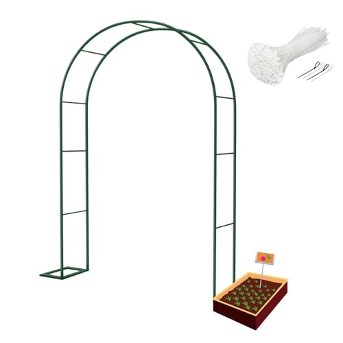 Grande arche de jardin en métal 200/220/230 cm, treillis pour plantes grimpantes, roses, vignes, décoration de mariage et de fête, couleur verte (200 x 230...