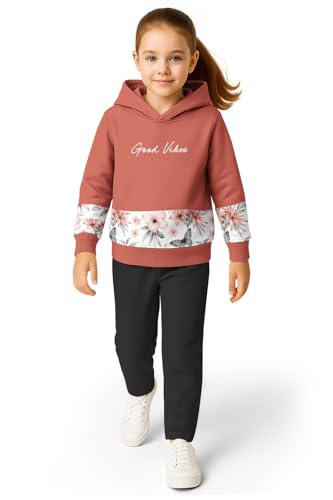 Image of HELLCAT Trendy Co-ords With Hoodie Sweatshirt and Trackpant Clothing Set for Girls.
