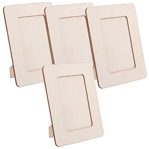 Veemoon 4 Pezzi Foto Legno da Colorare Cornice Vuota Legno Grezzo Kit Fai da Te per Cornice Artigianale per Progetti Creativi e Pittura