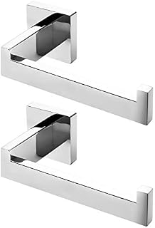 HITSLAM Matte Black Toilet Roll Holder Wall Mounted Premium 304 Stainless Steel Toilet Paper Holder for Bathroom Rustproof Square