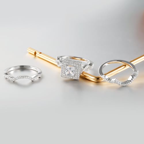 1ct Princess Cut Cubic Zirconia Engagement Ring for Women, Sterling Silver Wedding Band Set with Rhodium Plating, Size 6-11, Hypoallergenic, Gift for Her (Anniversary, Proposal, Valentine’s Day)4