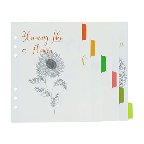 6 Sheets A5 Refill Paper Loose Leaf Paper 6 Hole Punched Insert for 6 Ring Refillable Binder Book (5.83*8.27in/14.8*21cm) Cover