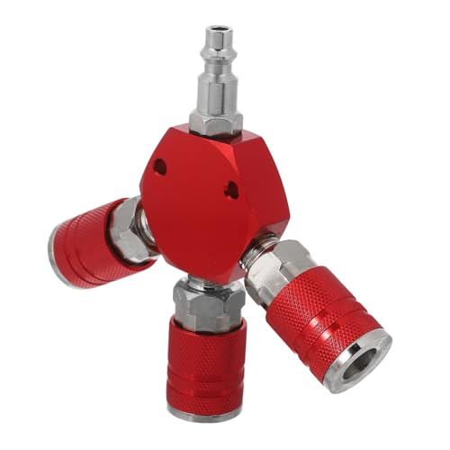 Control de flujo tres vías OUNONA rojo para mangueras de aire 2