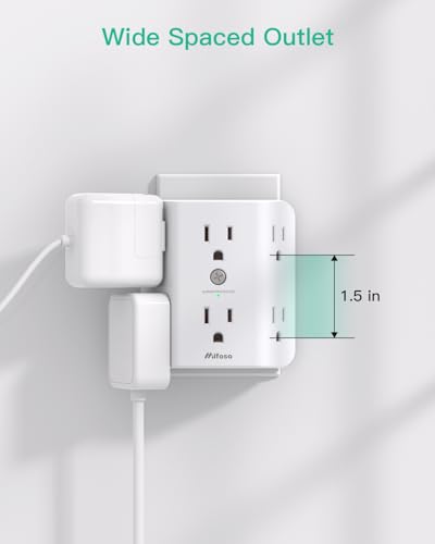 Image of 2 Pack Surge Protector Outlets, Outlet Splitter, Wall Multi Outlet with 6 Wall Outlets, Outlet Adapter, Outlet Extender, Outlet Extender for
