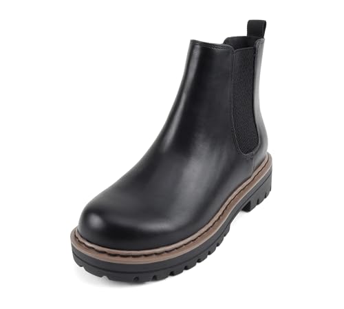 Image of Soda Pilot ~ Women Lug Sole Low Heel Chelsea Fashion Ankle Bootie w /Double Elastic Gore