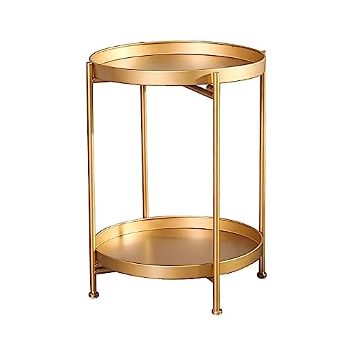 modern End Table Coffee Table Round Wrought Iron Side Table Double-layer Center Table Nightstand Sofa Table Accent Table 40 * 51.5cm End Table Easy to move