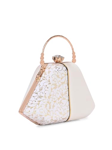 Image of TOOBA Handicraft Women's Beautiful Bling Box Clutch Bag | Evening Bag, Bridal Purse & Party Handbag | Wedding & Special Occasion Clutch (Mix Pyramid)