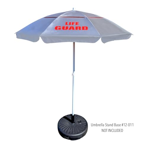 Kemp USA Lifeguard Solar Umbrella - Patio, Beach & Outdoor Umbrella with 45° Tilt & Carry Case - Portable for Lifeguard Chair - Silver