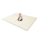 WEIMALL プレイマット 赤ちゃん 防水 抗菌 ベビープレイマット シームレスプレイマット 折りたたみ ノンホルムアルデヒド 床暖房OK 防音 騒音 厚み4cm クッション トレーニング（アイボリー,140×200×4cm)PMAT010IV