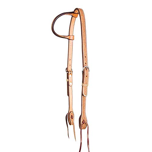 Thin Basket Stamped One Ear Headstall (Light Oil) #TOP7