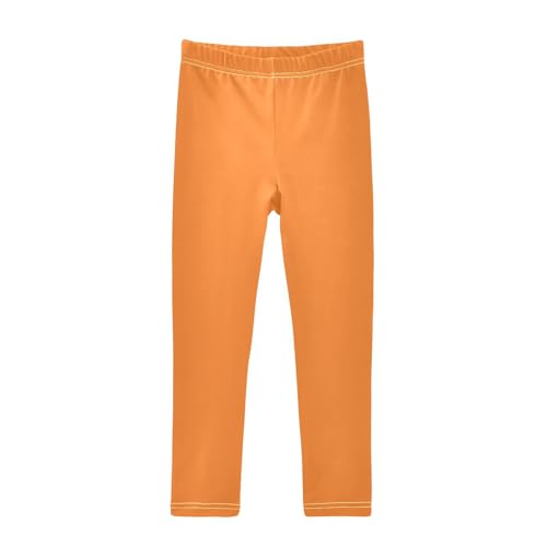 DOMIKING Safety Orange Girl's Leggings Pants Kids' Yoga Pants Stretchy Athletic Leggings Bottoms 4 Years