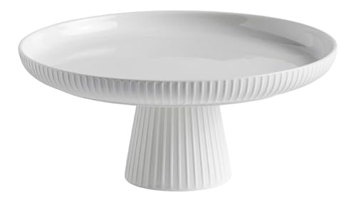 home&you - Tortenplatte Linioso, Servierplatte aus Porzellan, Kuchenplatte, Dekoschale, Obstschale, Schlüsselschale, 26x11,5cm - Weiß home&you - Tortenplatte Linioso, Servierplatte aus Porzellan, Kuchenplatte, Dekoschale, Obstschale, Schlüsselschale, 26x11,5cm - Weiß