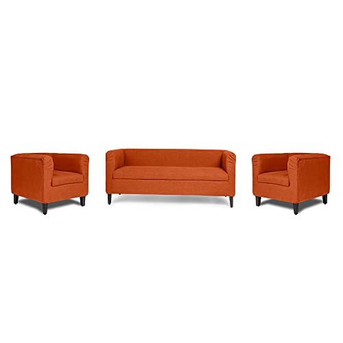 Image of Wakefit Sofa Set | 3 Year Warranty | Sofa 5 Seater, 5 Seater Sofa for Living Room, Wooden Sofa Set, Sofa Set 3+1+1 Seater - Miami(Tahoe : Terracotta)