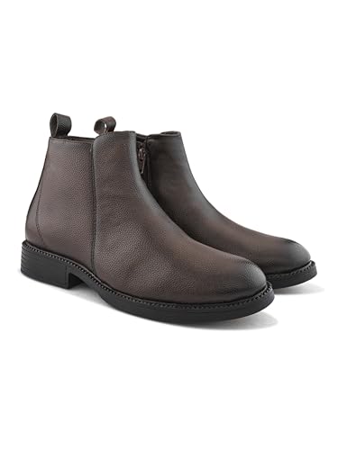Image of STANPHORD Men Chelsea Ankle Boots | PU Zip Closure | Solid High-Top Casual Semi-Formal | Cushioned Insole | Office Outdoor Travel Wear (TPSL S16)