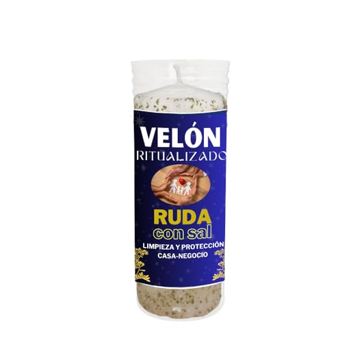 Velón de Ruda con Sal ritualizada, purifica, protege y limpia energéticamente tu entorno - Casa o negocio