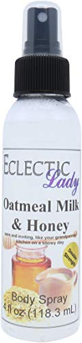 Eclectic Lady Oatmeal Milk And Honey Body Spray, Double Strength, 4 ounces, Body Mist for Women with Clean, Light & Gentle Fragrance, Cologne with Soft, Subtle Aroma For Daily Use