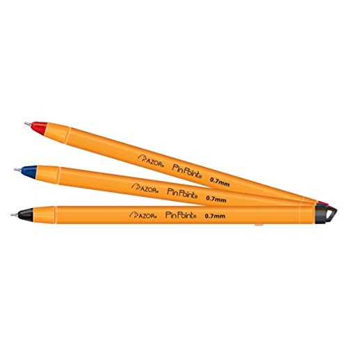 Image of AZOR Pin Point Fine Tip 0.7 mm Ballpoint Pens Black Blue Red Ink, 10 Pack
