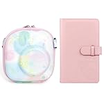 ZIKKON-Fuji-Mini-12-Case-Album-Combo-Compatible-for-Fuji-Instant-Mini-12-Instant-Film-Camera-EVA-Waterproof-Universal-Camera-Bag-with-96-Pocket-Blush-Pink-Mini-Photo-Album-Bubble-Watercolor