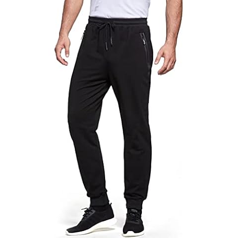 ZOXOZ Tracksuit Bottoms Mens Gym Sports Trousers Joggers Slim Fit Cotton Jogging Bottoms Zip Pockets Sweatpants Black M Cover