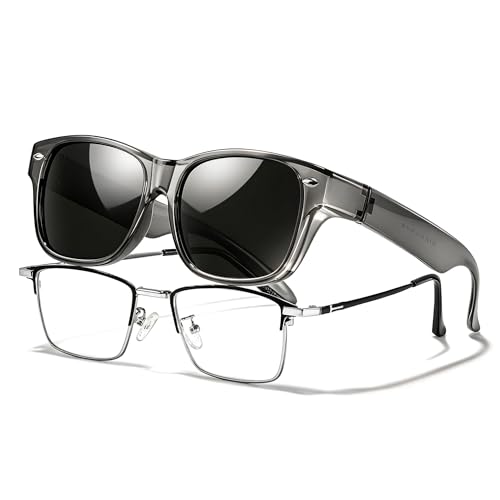 Image of TJUTR Polarized Fit Over Glasses Sunglasses for Men Women, Wrap Around UV400 Protection Sunglasses TS2611