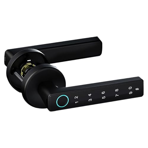 Cerradura de puerta con huella digital Manija de puerta inteligente 4 en 1 con huella digital/Aplicación/código/llaves Cerradura de teclado electrónico para dormitorio, hogar, hotel, oficina, apartam