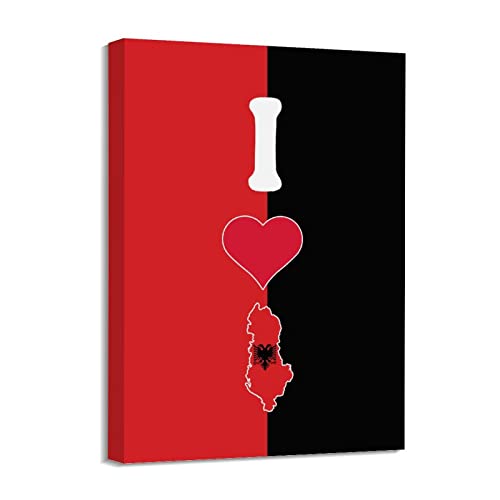 Cuadro de lienzo de la bandera de Albania moderno para colgar en pared
