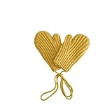 ALOEU Guantes de Invierno de Lana Suave for niñas y niños, Manoplas de Color Liso con Correas, Accesorios cálidos (Color : Yellow, Size : 1 Size)