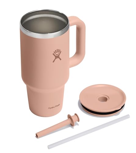 Image of Hydro Flask Travel Tumbler with Handle, Lid and Straw - Insulated Stainless Steel in 32 Oz Seacliff