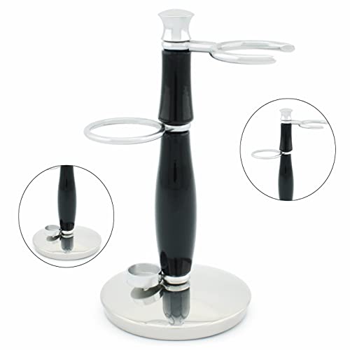 Foto von Rasierständer – Sonderangebot – Rasierständer für Rasierpinsel und Rasierhobel – komplettieren Sie Ihr Herren-Rasierset mit diesem hochwertigen Chromständer (schwarz)