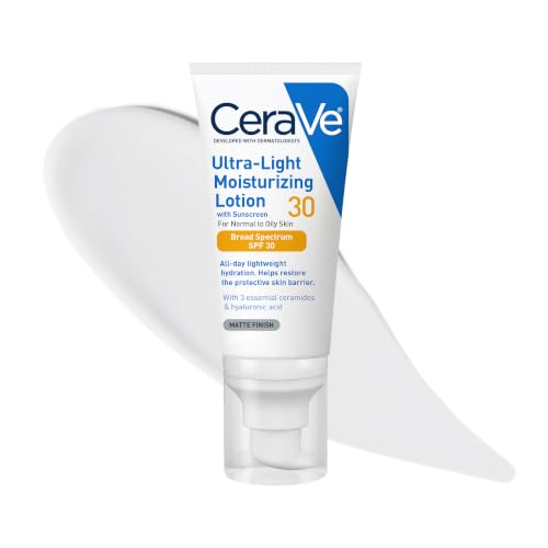 CeraVe Ultra-Light Moisturizing Lotion SPF 30, Sunscreen for Face, 1.7oz