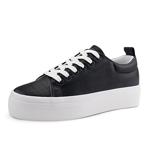 Image of JABASIC Women Lace Up Platform Sneakers Comfortable Casual Fashion Sneaker Walking Shoes