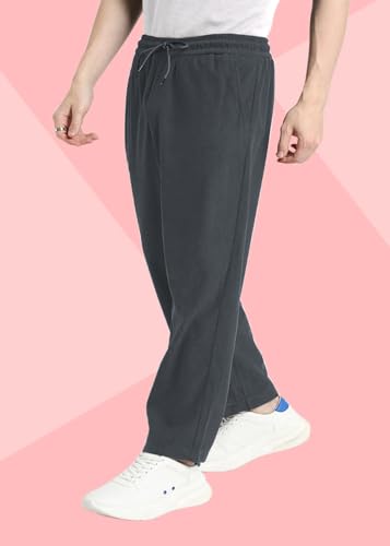 Image of Men's Self Design Corduroy Track Pants - Mid Rise, Flexi Waist, Ankle Length