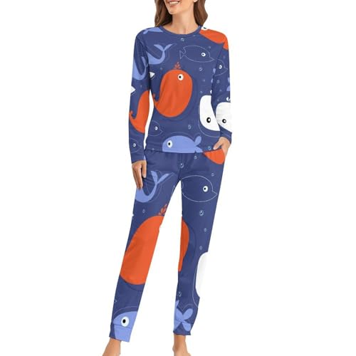 Pyjama femme baleine t-shirt manches longues pour ne plus avoir froid la nuit