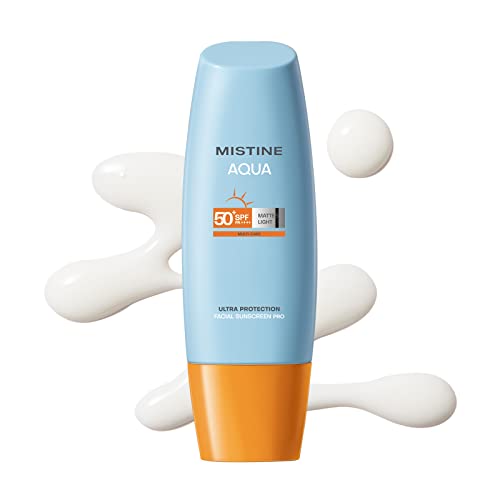 MISTINE Daily Face Sunscreen 3 fl.oz SPF 50+ PA++++ for Sensitive Skin, Non-Greasy No White Cast, Fast Absorbing Lightweight UV Sheild, Waterproof Formula, Vegan & Cruelty Free