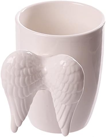 Puckator White Angel Wings Ceramic Shaped Handle Mug, Tea Coffee Hot Drinks, Decorative Gift Box, Home Kitchen Office Height 11cm Width 11.5cm Depth 8.5cm