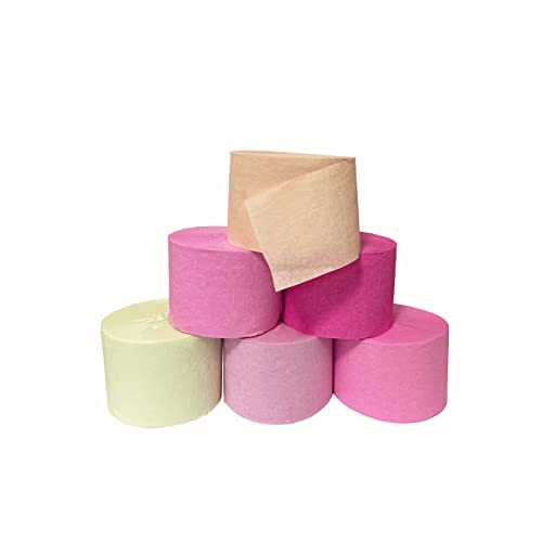 Innofun Party Crepe Paper Streamers Decoration,Colored Streamer Backdrop,Ivory White,Hot Pink,Pastel Pink,Peach,Yellow,6 Rolls 492Ft(1.8 Inch X 82 Ft/Roll) 1.0 Count #TOP4