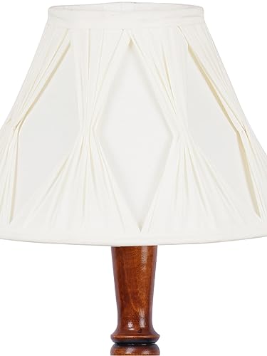 Image of Curtain Pleated Off-White Cotton Floor Lamp with Wooden Base - Height 53 Inches | Elegant Standing Lamp for Living Room, Bedroom & Office | Stylish Home Decor & Lighting