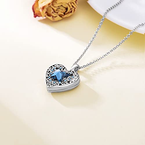 Dorunmo Heart Locket Necklace That Holds Pictures Sterling Silver Butterfly Locket Personalized Custom Photo Pendant Necklace Jewelry Gifts For Women Girlfriend Her #TOP6