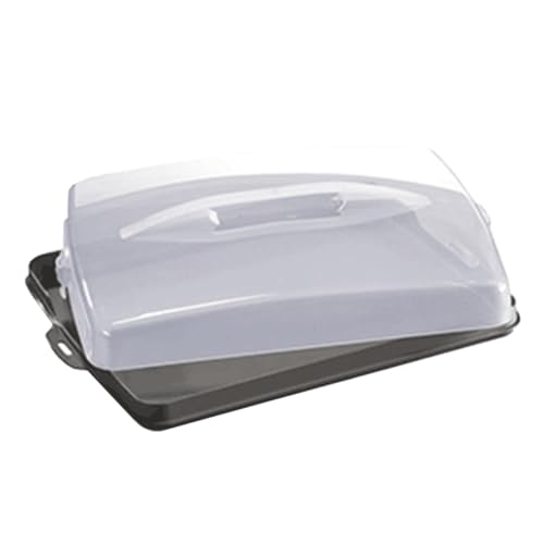 EUROHOME Kuchencontainer - Blechkuchen Transportbox 50 x 38 cm mit praktischem Tragegriff - Große Tortenglocke - Kuchenhaube mit sicherem Verschluss - Servier- und Transportbox für Kuchen und Torten