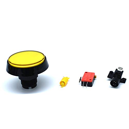 Arcity 5 Pcs 60mm Arcade LED Push Button Dome Illuminated with Microswitch for Jamma MAME Video Game Machine Cabinet Yellow New - Thumbnail 2