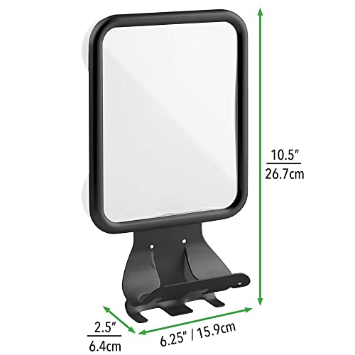 Mdesign Large Modern Metal Suction Shaving Mirror Center For Bathroom Showers And Tubs - Holders For Shaving Cream And Razors - Matte Black #TOP5