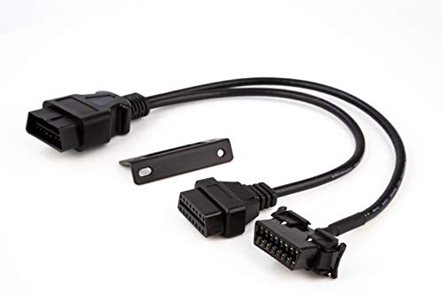 Car Underdash Universal OBD 2 Splitter Y Cable Full 16pin OBD II Indash Dual Female Power & Data Extension Cable for GPS Tracker Diagnotic Reader