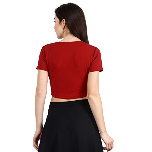 Image of POPWINGS Solid Casual Sleeveless Regular-Fit Crop Tops for Women with Front Chain| Crop Tops for Women Stylish Western Summer Wear