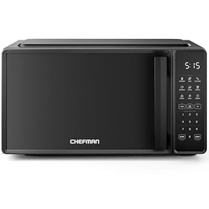 Chefman Countertop Microwave Oven 0.7 Cu. Ft., 700 Watts with 10 Power Levels, 6 Cooking Presets with One-Touch Express Cook, Eco Mode, Child Safety Lock, & Mute Button – Black