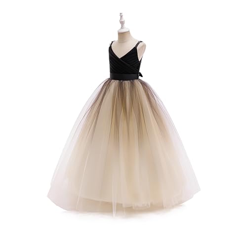 Image of Glamulice Flower Girls Spaghetti Strap Tulle Dress Long A Line Wedding Pageant Dresses Princess Birthday Party Ball Gown