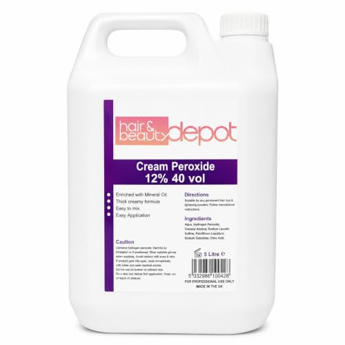 Image of Cream Peroxide 12% 40 Vol Developer 5 Litre | Professional Oxidising Cream | Thick Non-Drip Formula for Hair Colour, Toners & Colour Refreshing | Salon Quality