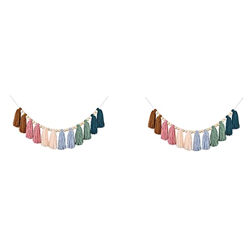 WanShi Lot de 2 guirlandes bohème avec perles - Arc-en-ciel - Pour salle de classe, chambre d'enfant, chambre d'enfant, dortoir A