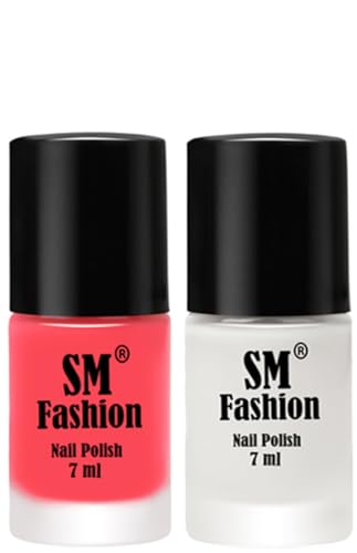 Image of Long Lasting Nail Polish | Nail Paint Combo 7 ml Each) - Set of 2 Pink-White
