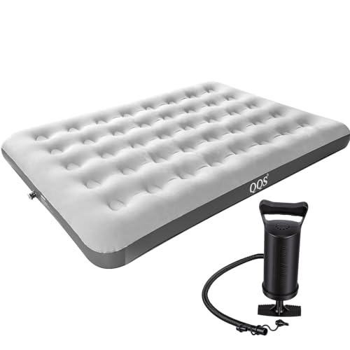 QQS Air Mattress Full with Hand Pump, 8.6'' Ultra-Light Inflatable Bed, 220lb Support Waterproof Sleeping Pad for Tent Camping, Hiking & Home