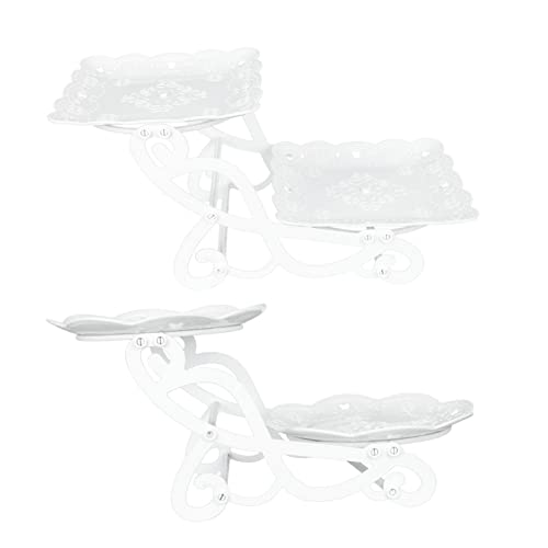 Happyyami 2 Sets Bicycle Snack Rack Cookie Platter Vintage Home Decor Decor Bike Flower Pot Rack Cupcake Display Tower Muffin Server Stand Dessert Holder Cake Storage Racks White